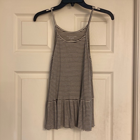 American Eagle Outfitters Tops - American Eagle Outfitters Small black/white striped ribbed tank top